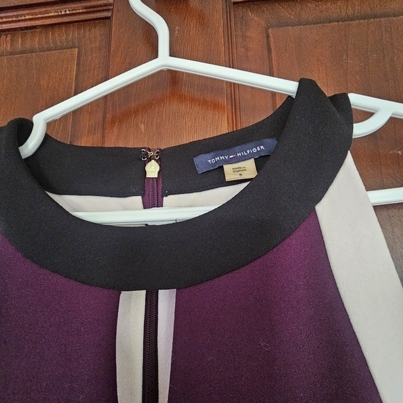 Tommy Hilfiger A-Line Style Midi. Plum with Gold Zipper Back - Picture 8 of 8